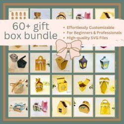 Gift Box Design Bundle: Effortlessly customize unique gift boxes for any occasion with 60+ editable SVG templates. Perfect for beginners & professionals. High-quality laser cutting files. Instant download.